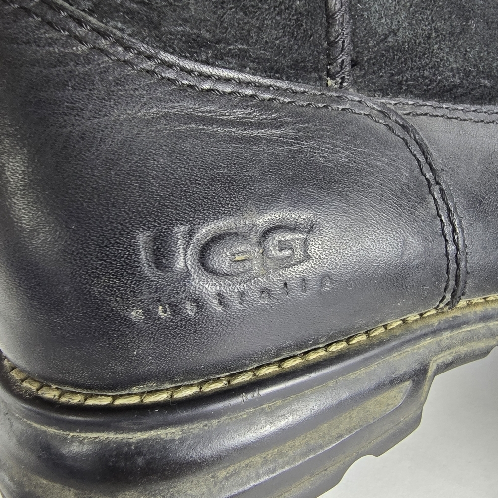 Ugg Womens Black Brooks Shearling Lined Winter Casual Suede and Leather Size 7 - Picture 6 of 14